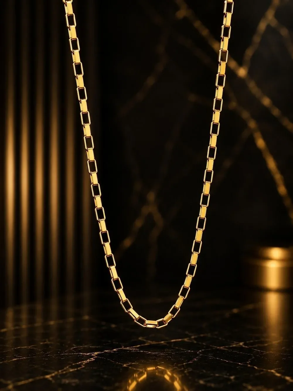 Gold Box-Link Chain Necklace
